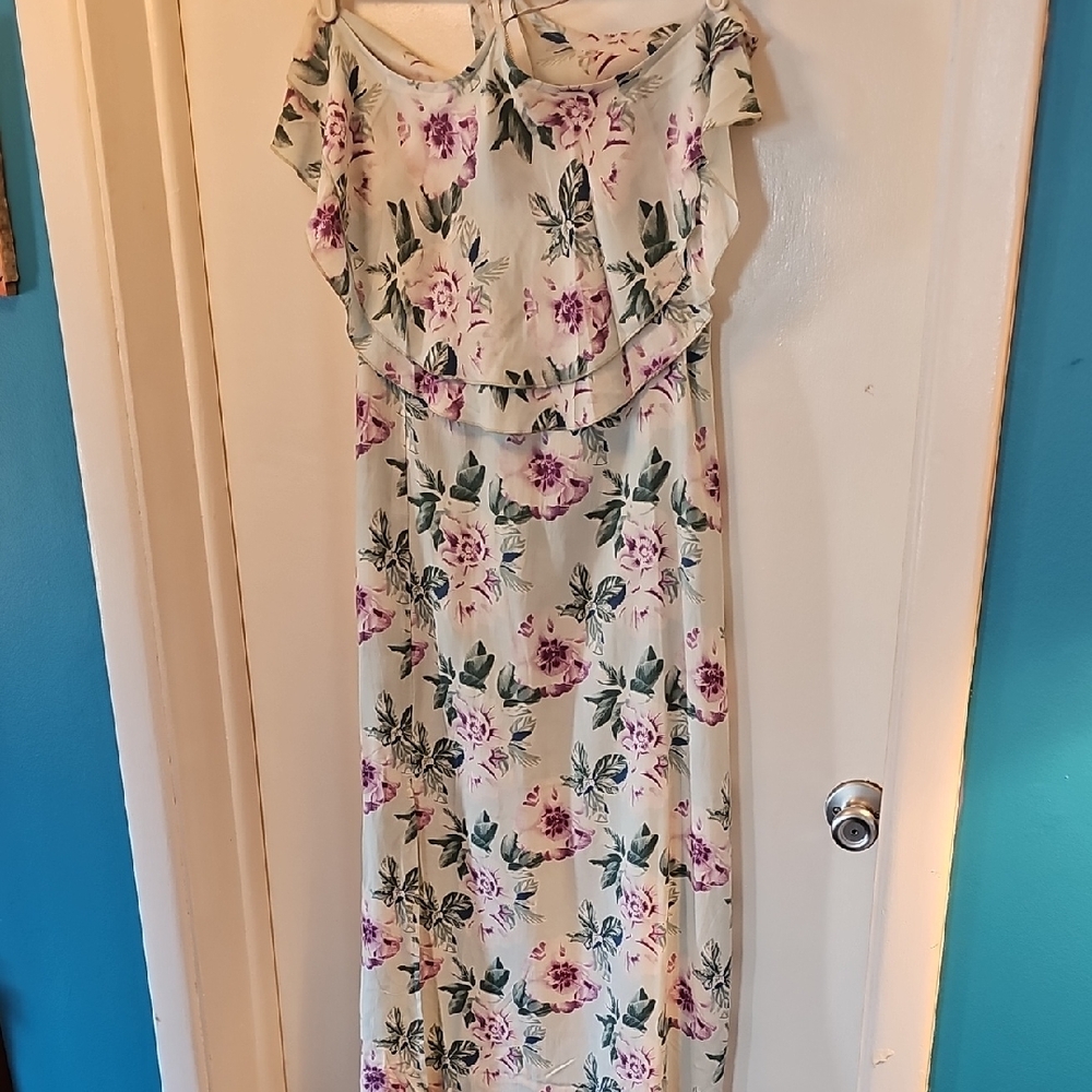 Floral Maxi Dress Green And Purple